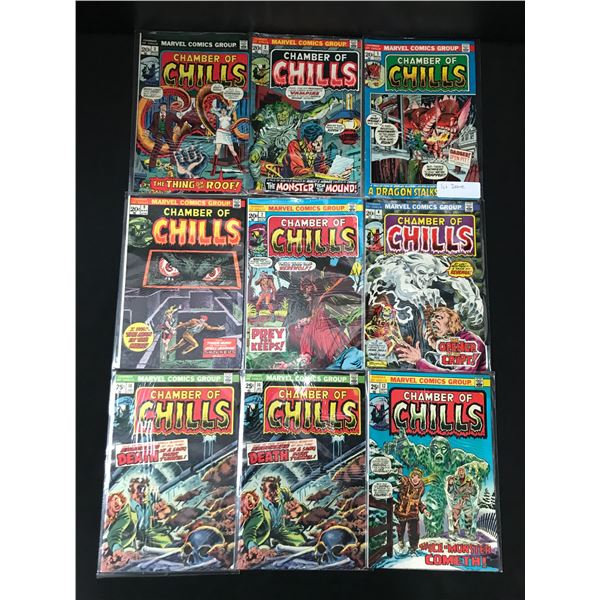 LOT OF 9 CHAMBER OF CHILLS COMICS - MARVEL COMICS