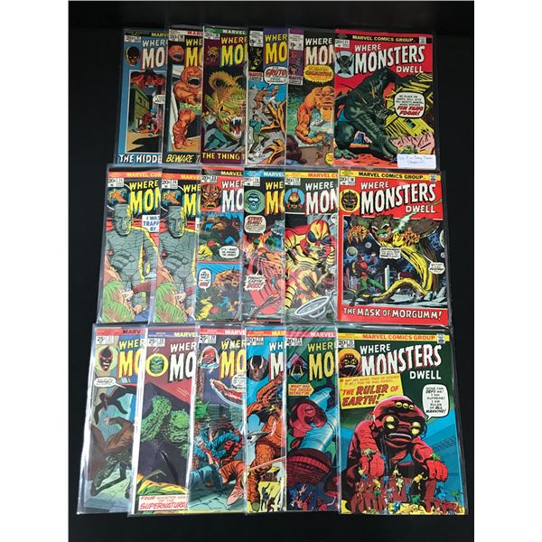 LOT OF 18 WHERE MONSTERS DWELL COMICS - MARVEL COMICS