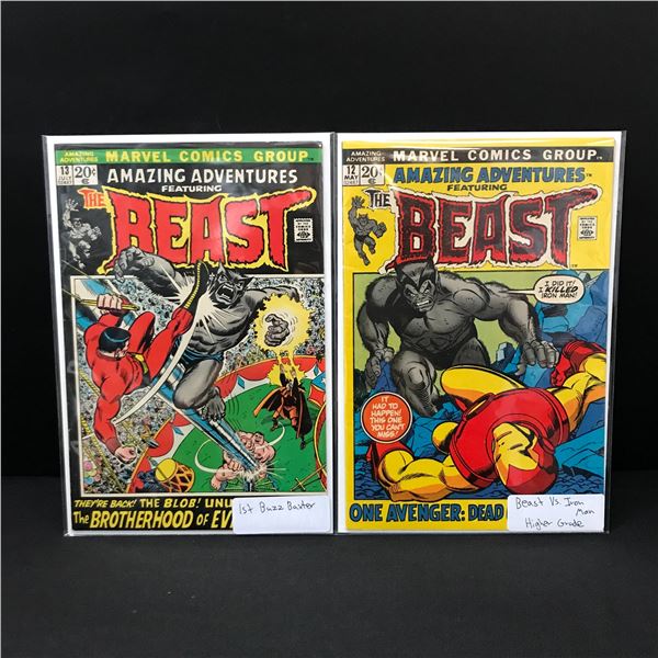 LOT OF 2 AMAZING ADVENTURES FEATURING THE BEAST #12 - #13 - MARVEL COMICS