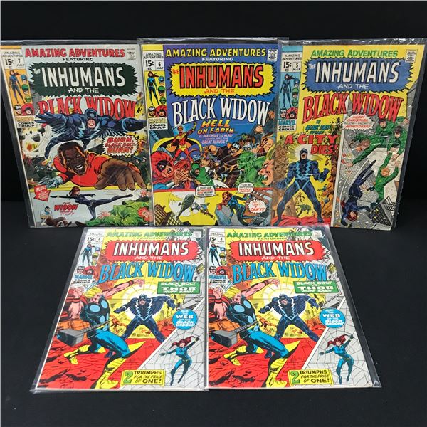 LOT OF 5 THE INHUMANS VERSUS THE BLACK WIDOW COMICS - MARVEL COMICS