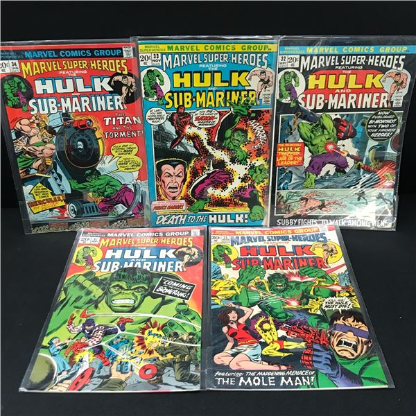 LOT OF 5 MARVEL SUPERHEROES FEATURING THE HULK AND THE SUB-MARINER #32 - #36 - MARVEL COMICS