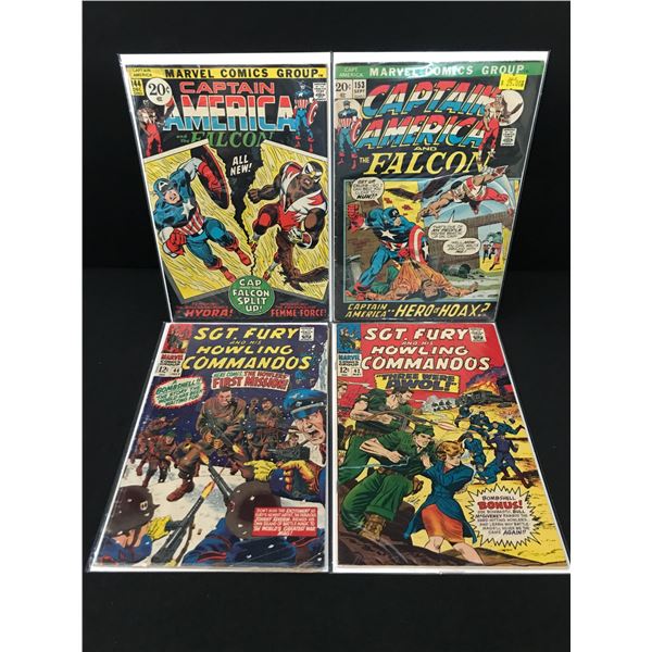 LOT OF 4 BRONZE AGE CAPTAIN AMERICA AND SGT FURY COMICS - MARVEL COMICS