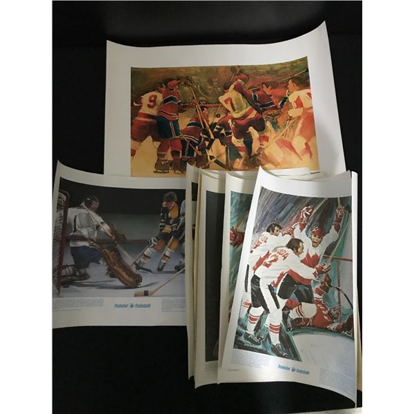 LOT OF VINTAGE HOCKEY PRINTS 10 TOTAL