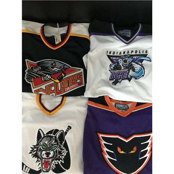 LOT OF 4 WHL PRO HOCKEY JERSEYS (BAUER, NIKE)