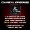 Image 1 : Item Forfeiture & Transport Delivery Fees & Conditions