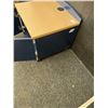 Image 3 : Blue and Wood Laminate Rolling Storage Cabinet with Double Doors