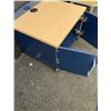 Image 4 : Blue and Wood Laminate Rolling Storage Cabinet with Double Doors