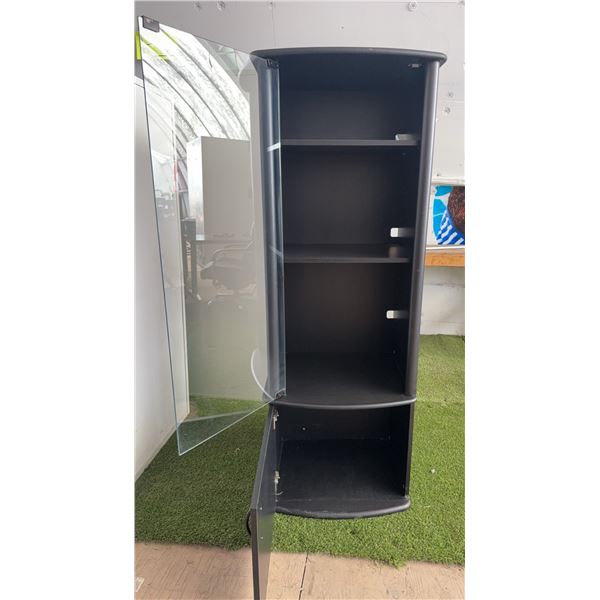 Black Display Cabinet With Glass Door and Shelves
