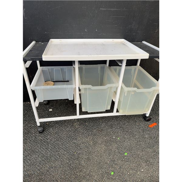 Rolling Utility Cart with Plastic Storage Bins