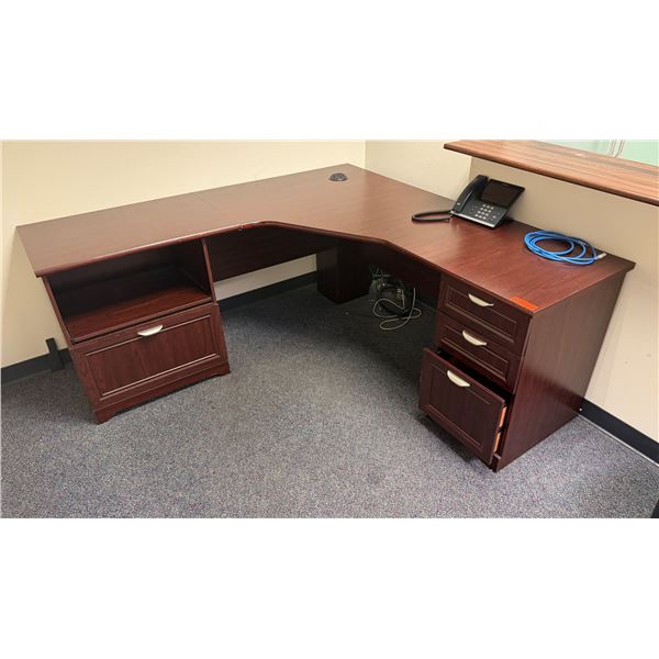 L-Shaped Wooden Desk w/ 4 Drawers 71" x 71" x 23" x 30"H (contents not included)