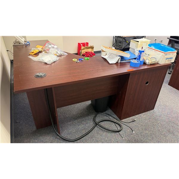 L-Shaped Wooden Desk w/ 4 Drawers 71" x 71" x 23" x 30"H (contents not included)