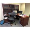 Image 1 : L-Shaped Wooden Desk w/ 4 Drawers & Hutch 71" x 71" x 23" x 70"H & Rolling Chair (contents not inclu