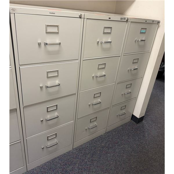 Qty 3 HON 4-Drawer Filing Cabinets 18" x 28" x 52"H (each)
