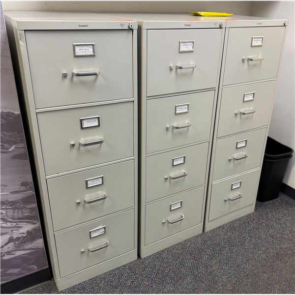Qty 3 HON 4-Drawer Filing Cabinets 18" x 28" x 52"H (each)