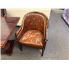 Image 2 : Wooden Table w/ Pedestal Base 36" x 36"  & 3 Upholstered Chairs 26" x 36"H