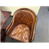 Image 3 : Wooden Table w/ Pedestal Base 36" x 36"  & 3 Upholstered Chairs 26" x 36"H