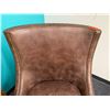 Image 4 : Upholstered Chair w/ Stud Accents & Throw Pillow 31" x 27" x 41"H
