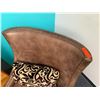Image 6 : Upholstered Chair w/ Stud Accents & Throw Pillow 31" x 27" x 41"H