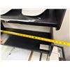 Image 10 : L-Shaped Wooden Desk w/ 4 Drawers 71" x 71" x 23" x 30"H & Wall Shelving Unit & Rolling Chair (conte