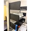Image 12 : L-Shaped Wooden Desk w/ 4 Drawers 71" x 71" x 23" x 30"H & Wall Shelving Unit & Rolling Chair (conte