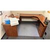 Image 1 : U-Shaped Wooden Desk w/ White Board & Cork Board, Misc Sizes (contents not included)