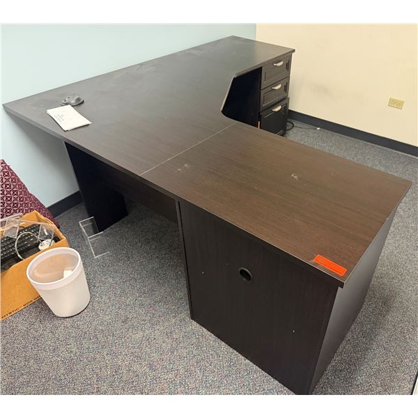 L-Shaped Wooden Desk w/ 4 Drawers 71" x 71" x 23" x 30"H (contents not included)