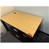 Image 14 : Qty 3 Desks, 2-Drawer Lateral Filing Cabinet & Rolling Chair, Misc Sizes (contents not included)