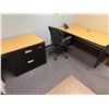 Image 2 : Qty 3 Desks, 2-Drawer Lateral Filing Cabinet & Rolling Chair, Misc Sizes (contents not included)