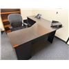 Image 2 : L-Shaped Wooden Desk w/ 4 Drawers 71" x 71" x 23" x 30"H & Book Shelf & Rolling Chair (contents not 
