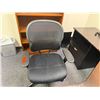 Image 3 : L-Shaped Wooden Desk w/ 4 Drawers 71" x 71" x 23" x 30"H & Book Shelf & Rolling Chair (contents not 