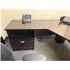 Image 6 : L-Shaped Wooden Desk w/ 4 Drawers 71" x 71" x 23" x 30"H & Book Shelf & Rolling Chair (contents not 
