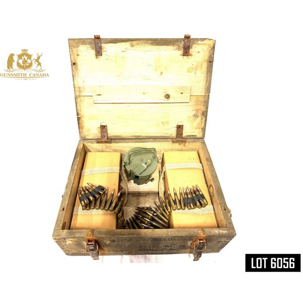 MG34 8MM MAUSER AMMUNITION LOT – 650 ROUNDS – 50-RD BELT – DRUM CARRIER [