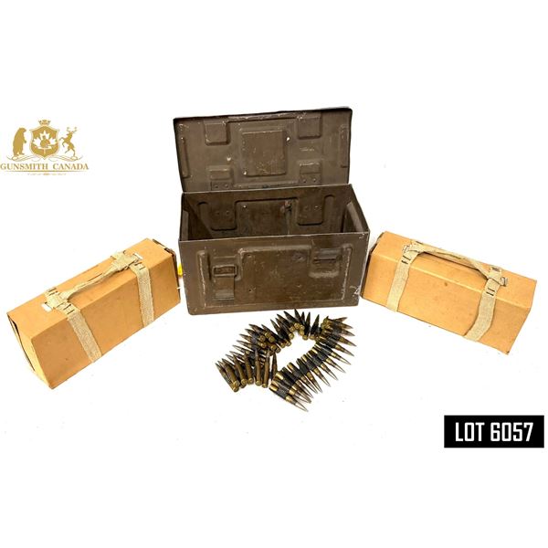 MG34 8MM MAUSER AMMO LOT – APPROX. 650 RDS – 2×50-RD BELTS – DRUM [x=#821