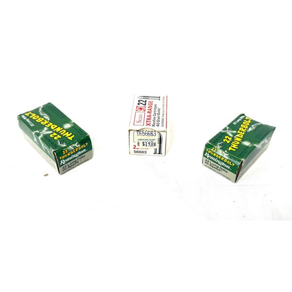 VINTAGE .22 LR RIMFIRE AMMUNITION LOT — REMINGTON THUNDERBOLT & SEARS XTRA-RANGE —