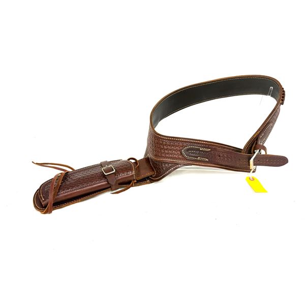 GEORGE LAWRENCE 78B 657 BASKETWEAVE LEATHER WESTERN HOLSTER & CARTRIDGE BELT — VINTAGE