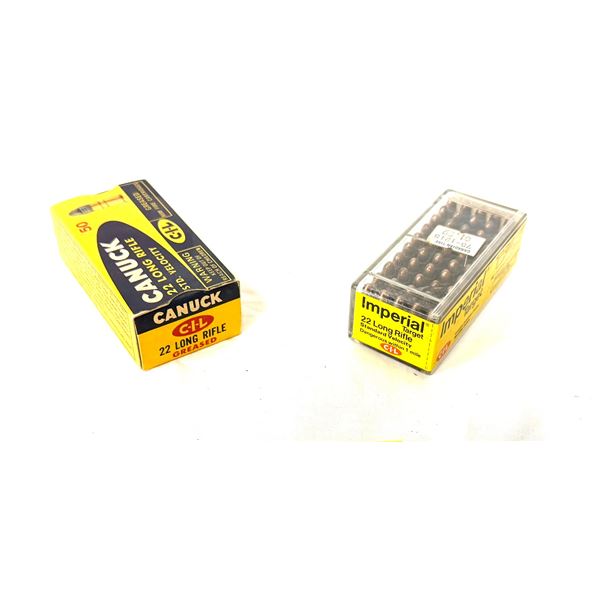 VINTAGE CANUCK & IMPERIAL .22 LR RIMFIRE AMMUNITION — CIL — 2 BOXES