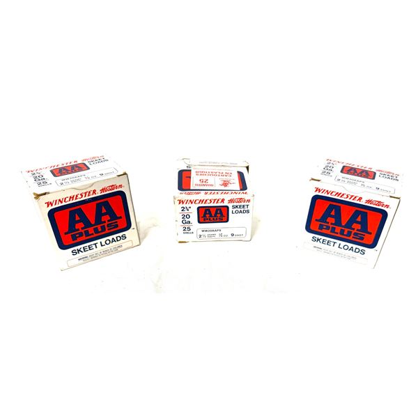 WINCHESTER-WESTERN AA PLUS 20 GA 2¾" SKEET LOADS — #9 SHOT — 3 BOXES