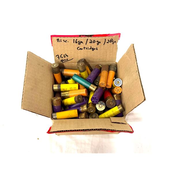 MIXED 12 GA SHOTGUN AMMUNITION LOT — ASSORTED 16 GA / 20 GA / 28 GA CARTRIDGES — A