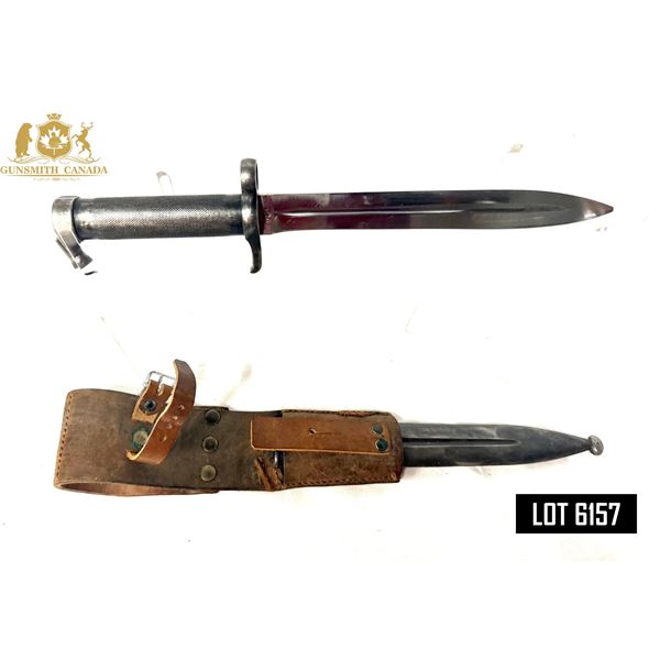 SWEDISH M/1896 MAUSER BAYONET — CROWN MARKED — STEEL SCABBARD — LEATHER F