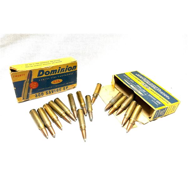 VINTAGE C-I-L DOMINION .300 SAVAGE SP AMMUNITION — 180 GR KLING-KOR SOFT POINT — 3