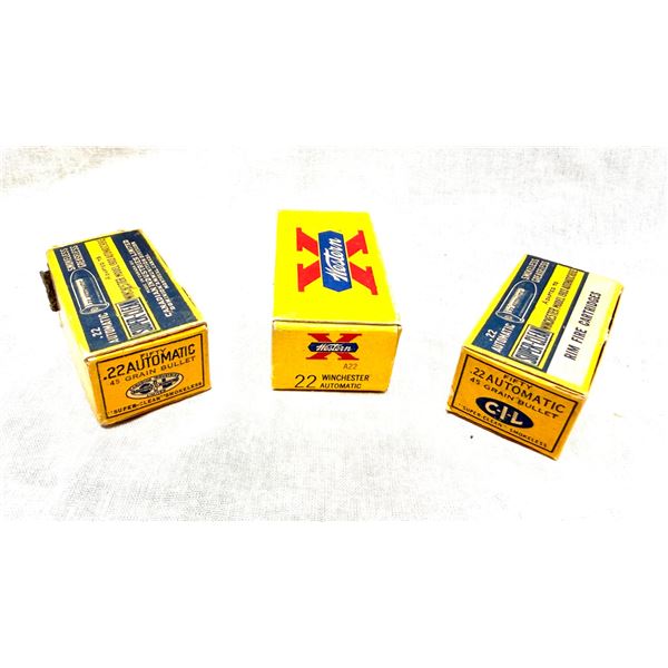 VINTAGE .22 AUTOMATIC AMMUNITION LOT — C-I-L & WESTERN .22 WINCHESTER AUTOMATIC — 