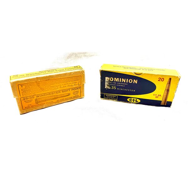 VINTAGE WINCHESTER & C-I-L DOMINION .25-35 WINCHESTER AMMUNITION — 36 ROUNDS — COL