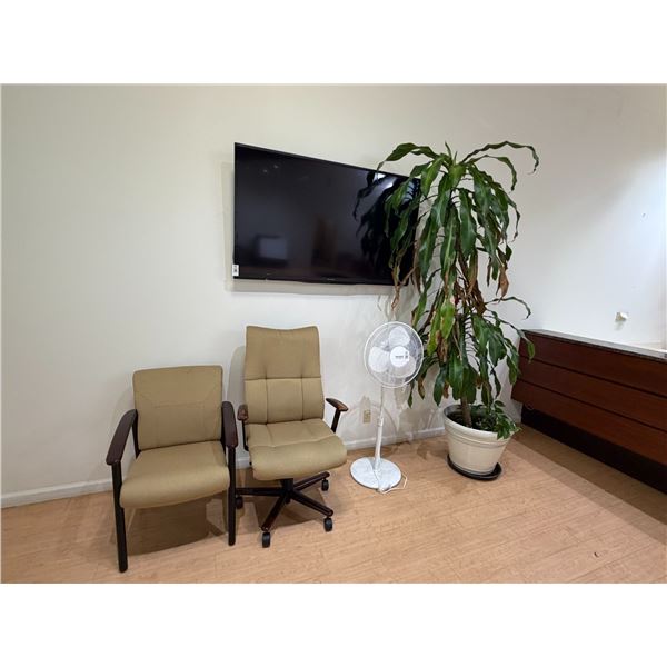Pedestal Fan, Potted Tree, Chairs, Lobby Sofa, End Tables