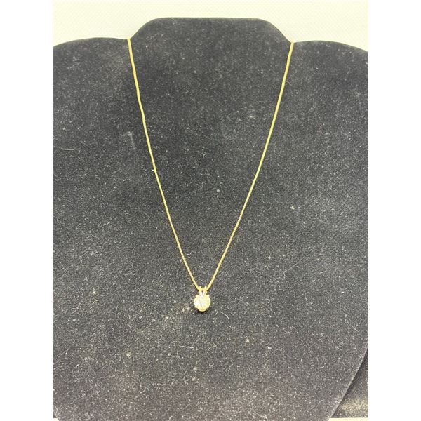 14K YG Diamond Solitaire Pendant w/One Old European Round Cut Diamond w/14K  18" YG
