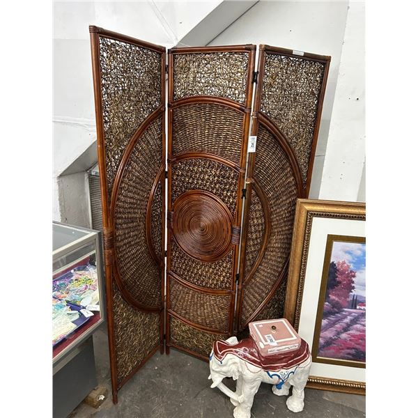 Wicker 3 Panel Privacy Screen