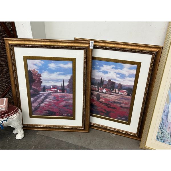 Framed Italian Countryside Large Artwork Artist Signed - Pair - 30"  X  40"