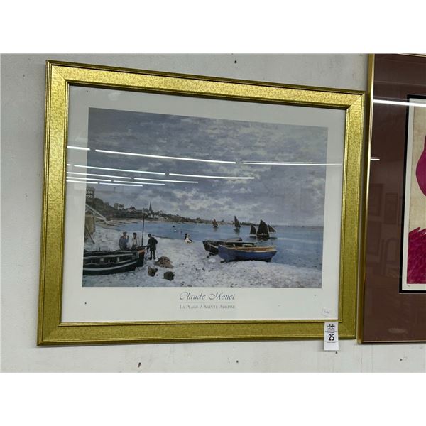 Framed Monet Print La Plage A Sainte Adresse - 24"  X  30"