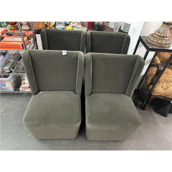 Brown Cloth Padded Rolling Highback Chairs - 4