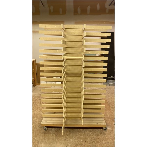 PAINTERS WOODEN MOBILE DRYING RACK APPROX 4' X 4' X 6'H
