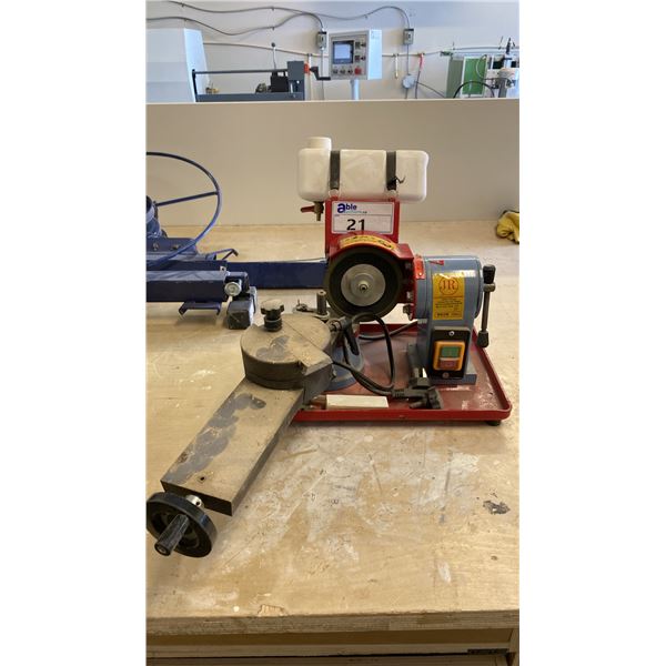 JR JRM8-70TYPE ELECTRIC CIRCULAR SAW BLADE SHARPENING MACHINE WITH OVERHEAD WATER COOLING TANK